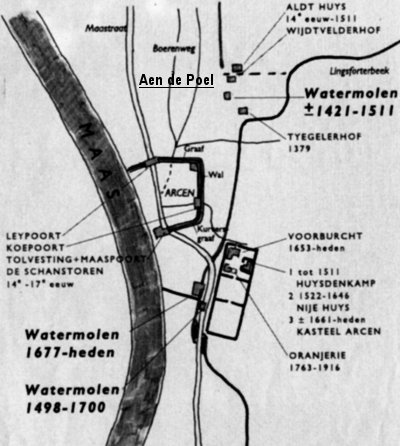 Historische kaart van Arcen